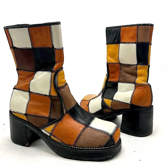 Vintage 90s Durango patchwork ankle boot size 7 made in Brazil - Picture 1 of 6
